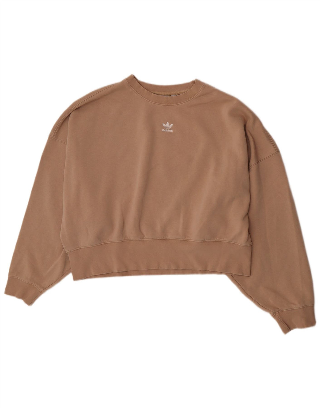 Adidas Womens Crop Oversized Sweatshirt Jumper Reino Unido 10 Pequeno Bege