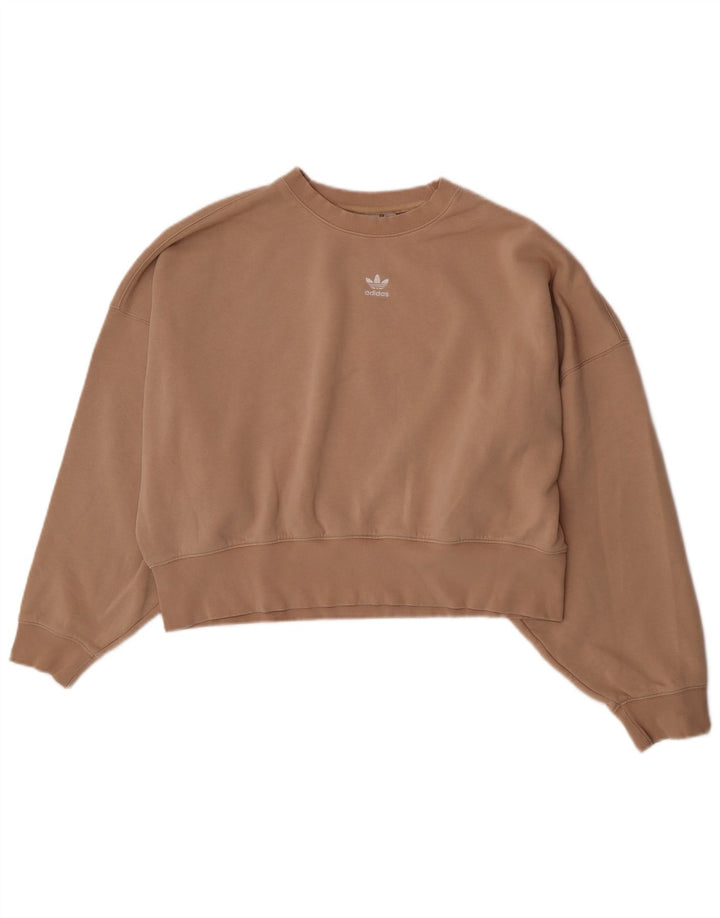 Adidas Womens Crop Oversized Sweatshirt Jumper Reino Unido 10 Pequeno Bege