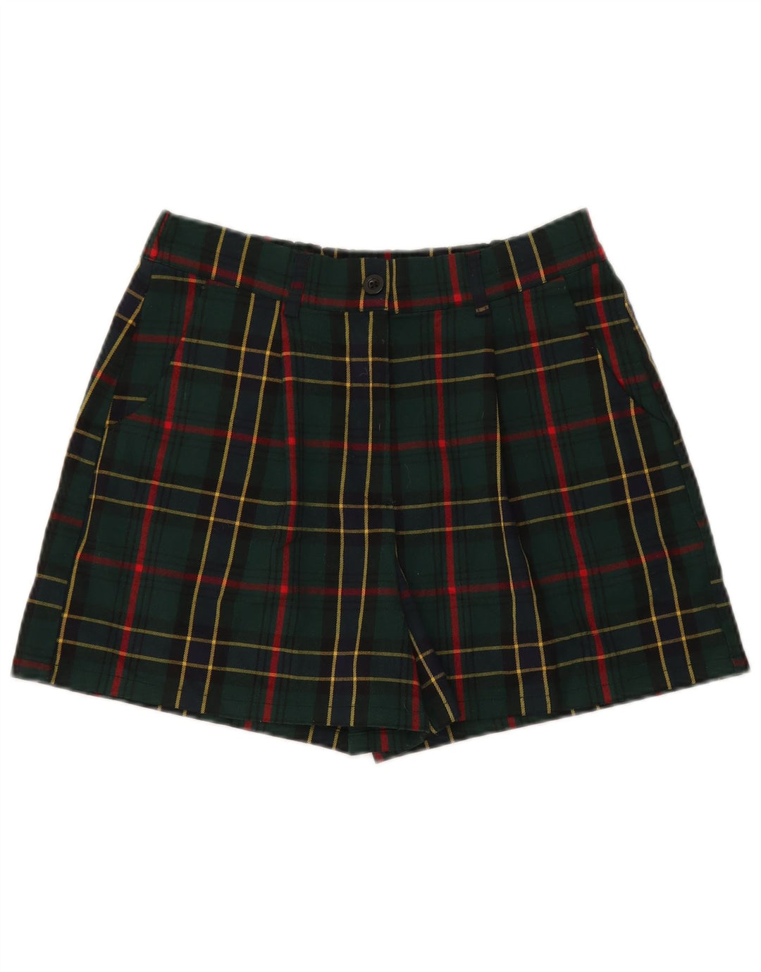 Shorts Chino Feminino Nice & Chic Grande W32 Poliéster Xadrez Verde