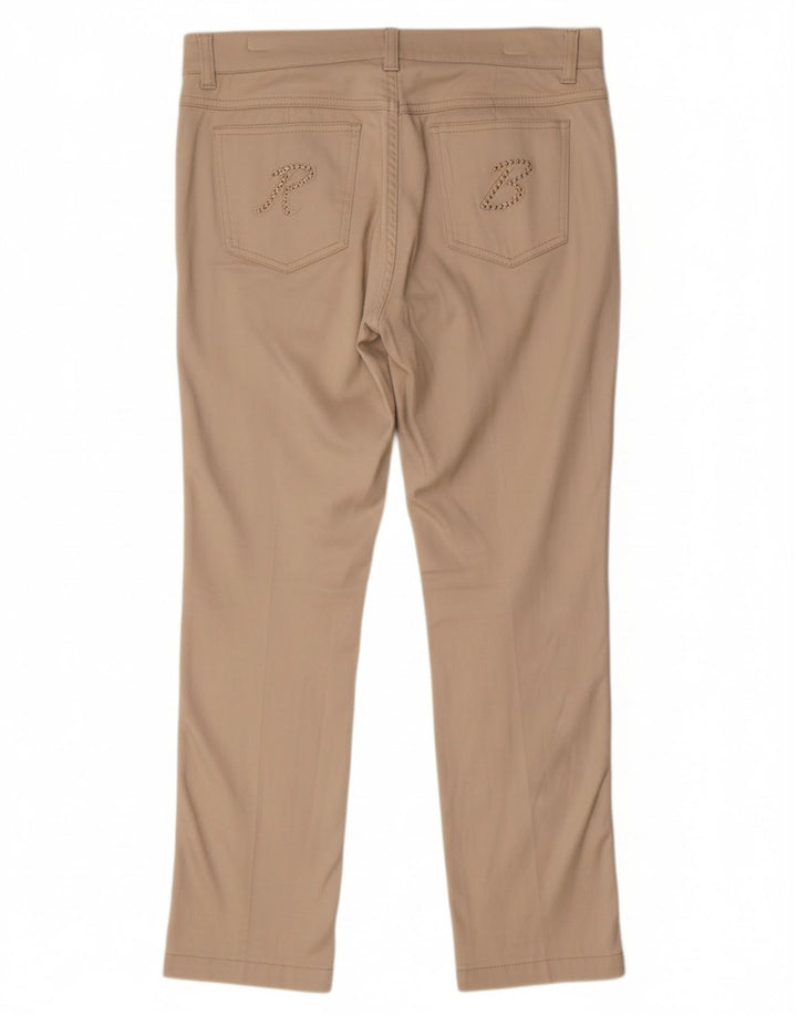 Calça feminina justa cortada ROCCOBAROCCO W30 L25 algodão bege