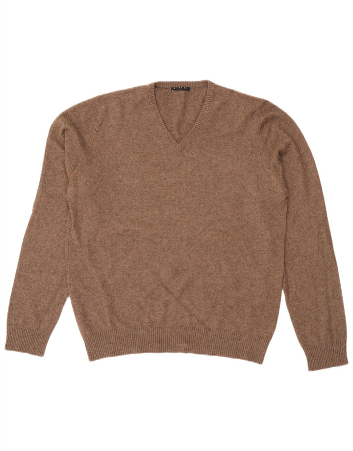 Suéter feminino Sisley com decote em V UK 18 XL marrom