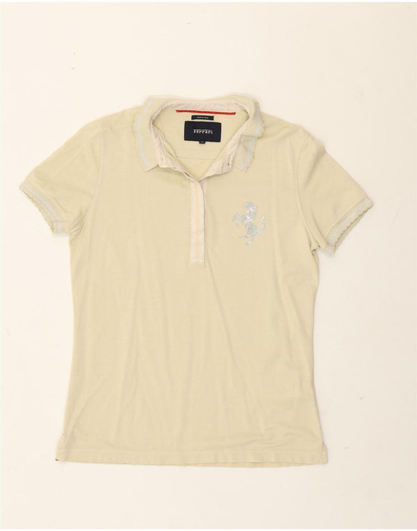 Camisa polo feminina Ferrari UK 12 algodão amarelo médio