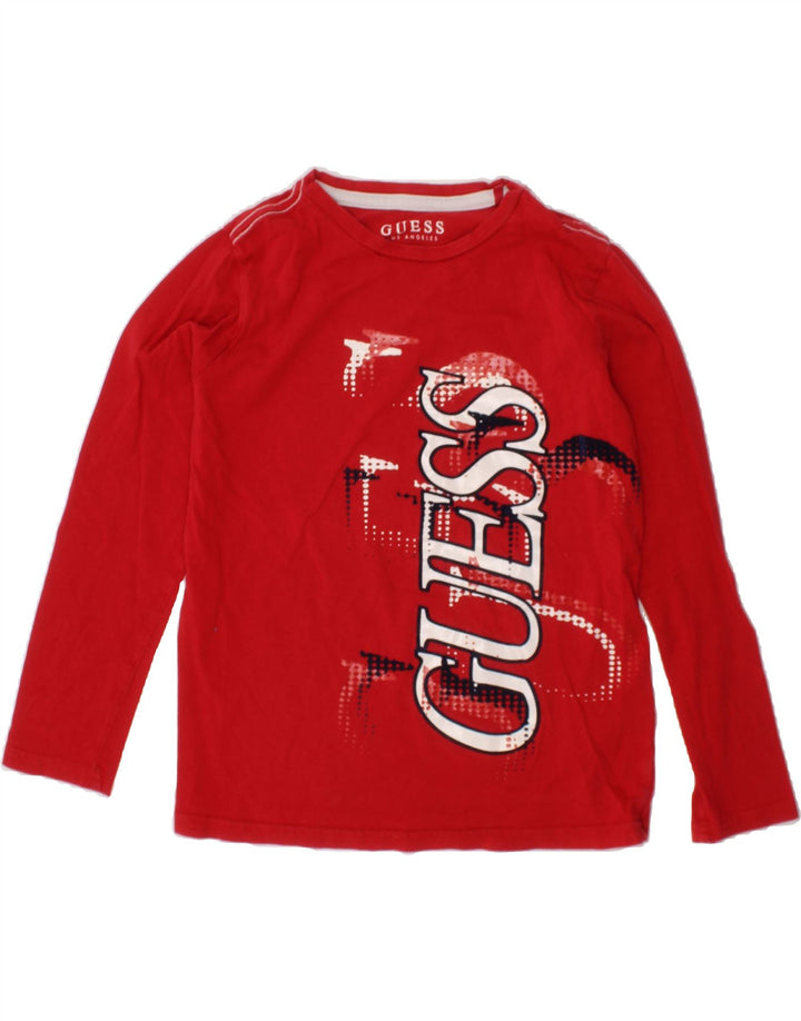 GUESS Boys Graphic Top Long Sleeve 7-8 Years Red Cotton Vintage Guess and Second-Hand Guess from Messina Hembry 