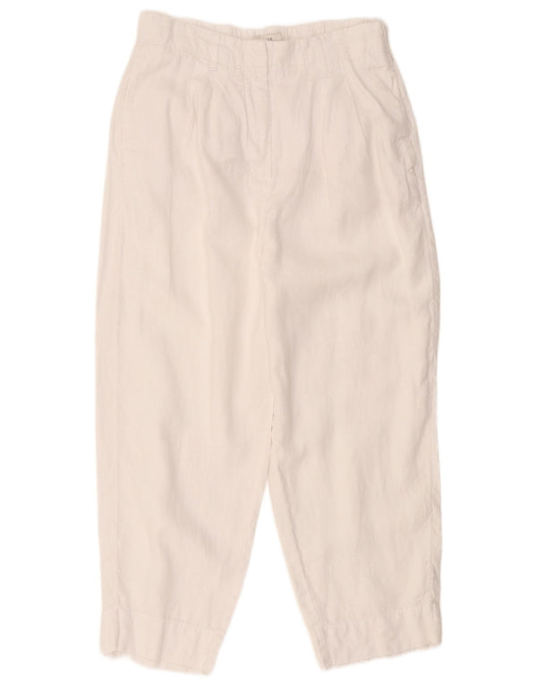 Calças cortadas femininas Marks & Spencer UK 14 grandes W32 L25 brancas
