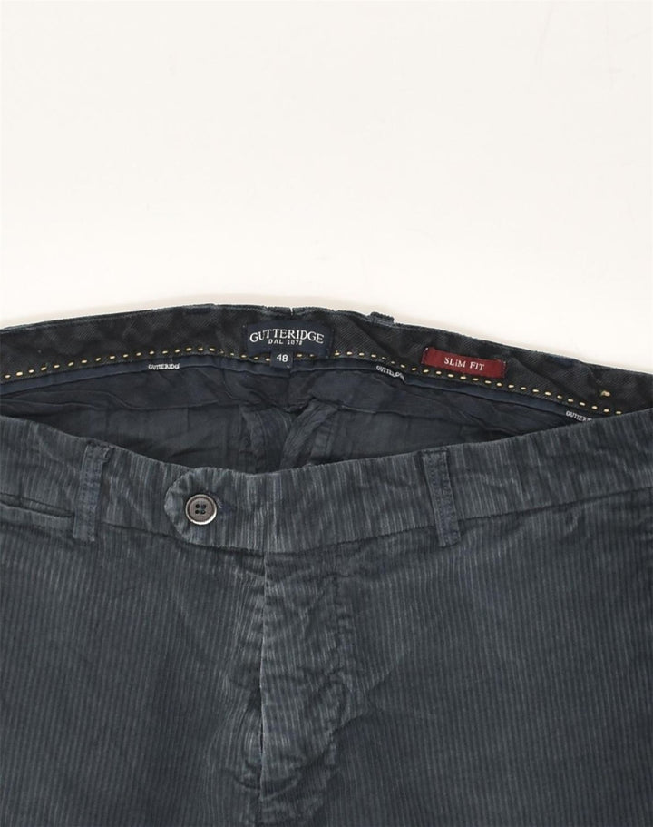 Calça masculina de veludo cotelê GUTTERIDGE IT 48 médio W32 L30 azul marinho