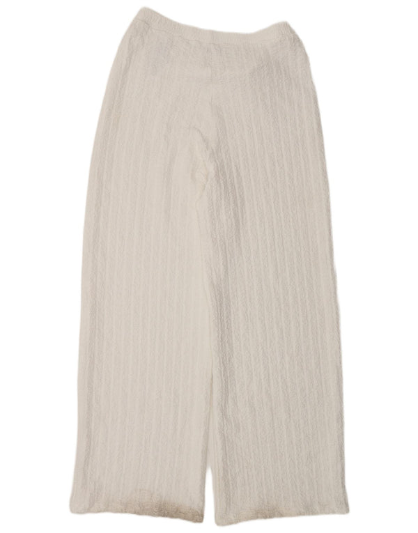 Calça casual feminina de perna larga Marks & Spencer Reino Unido 12 médio W30 L32 branca