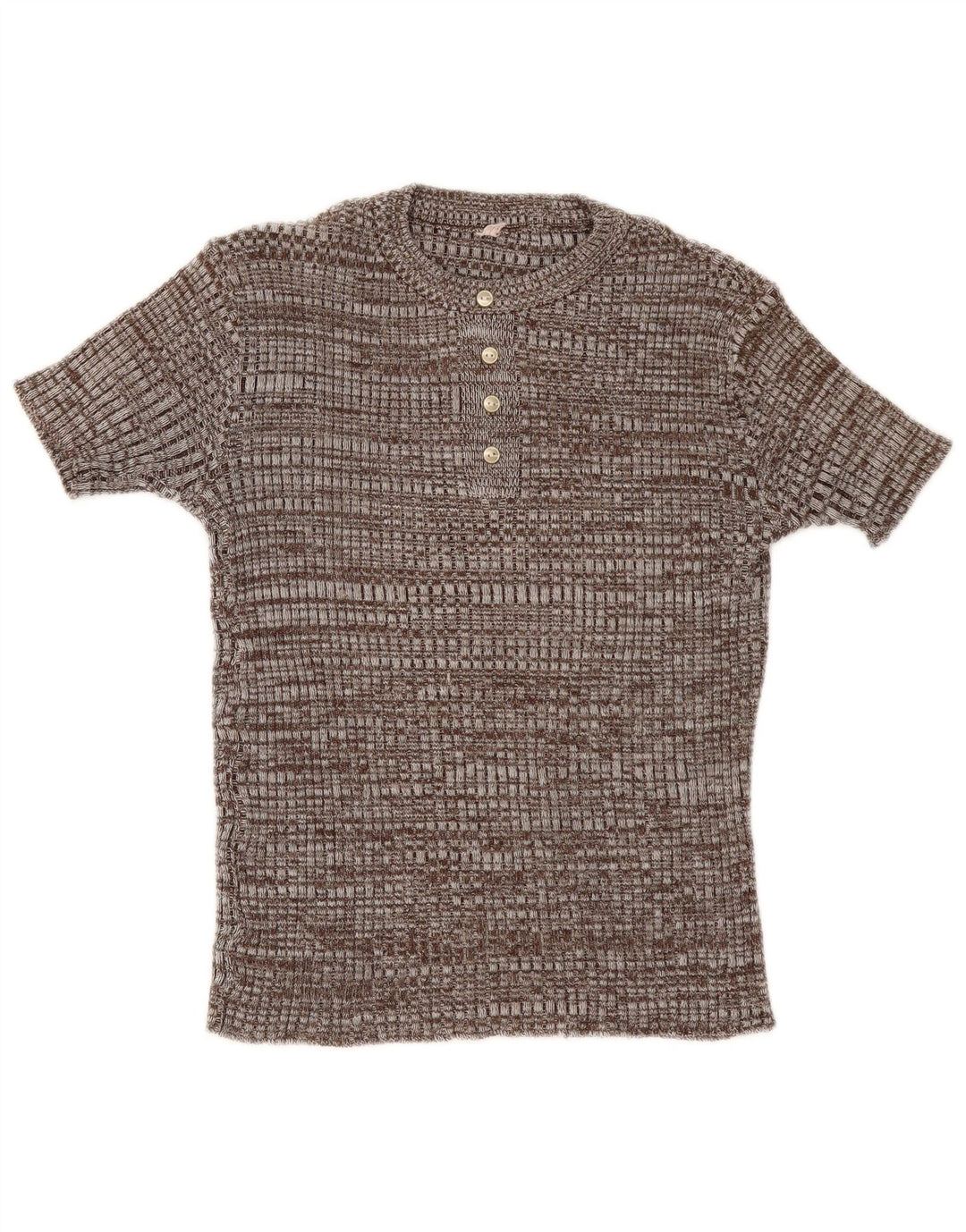 Camiseta feminina vintage UK 12 marrom médio manchado