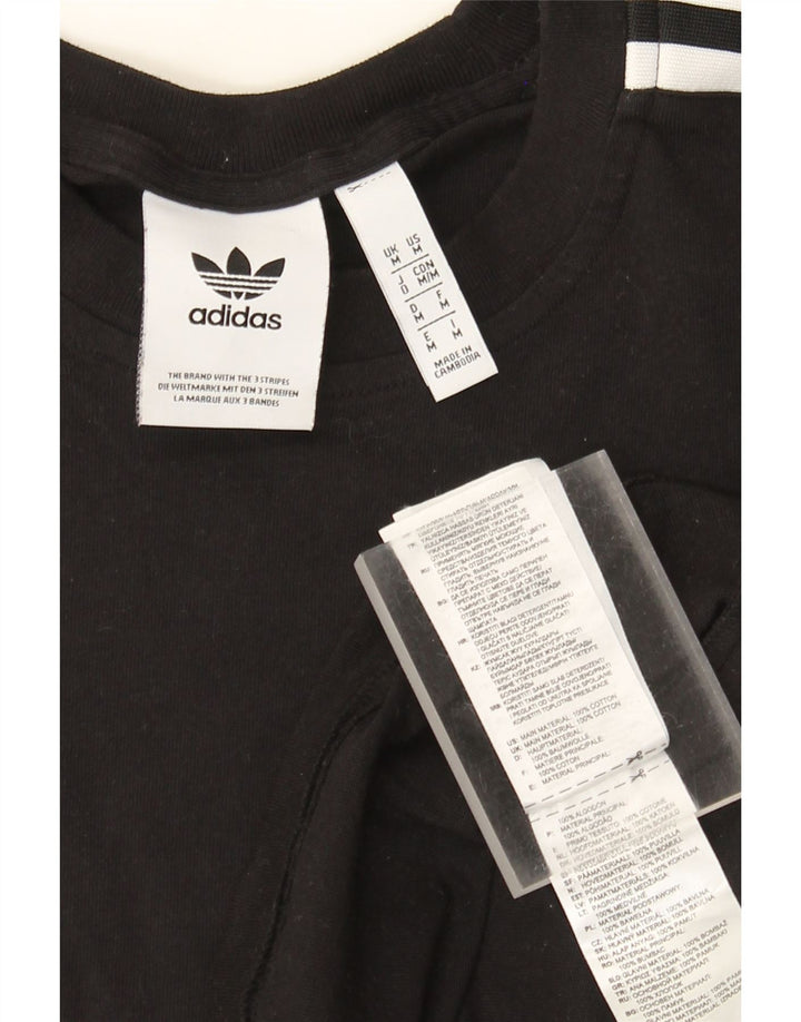 Adidas Mens Camiseta Top Médio Algodão Preto