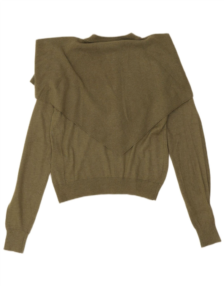 Suéter cardigã feminino Zara UK 10 pequeno caqui poliamida