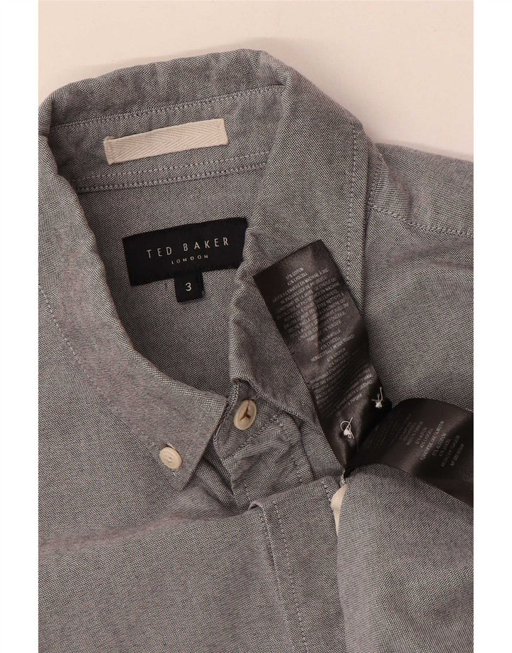 Camisa masculina Ted Baker tamanho 3 algodão azul médio