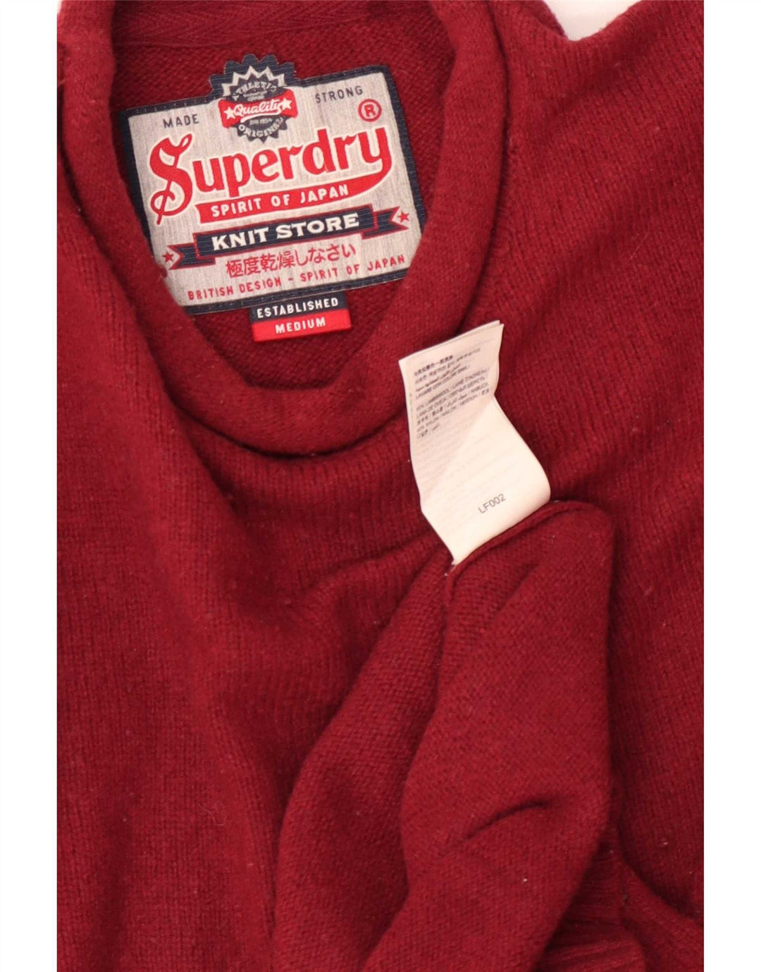 Suéter masculino Superdry com gola redonda e lã de carneiro vermelha média