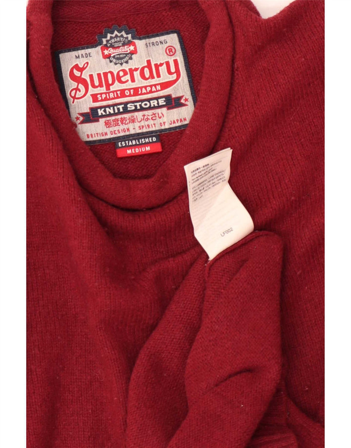 Suéter masculino Superdry com gola redonda e lã de carneiro vermelha média