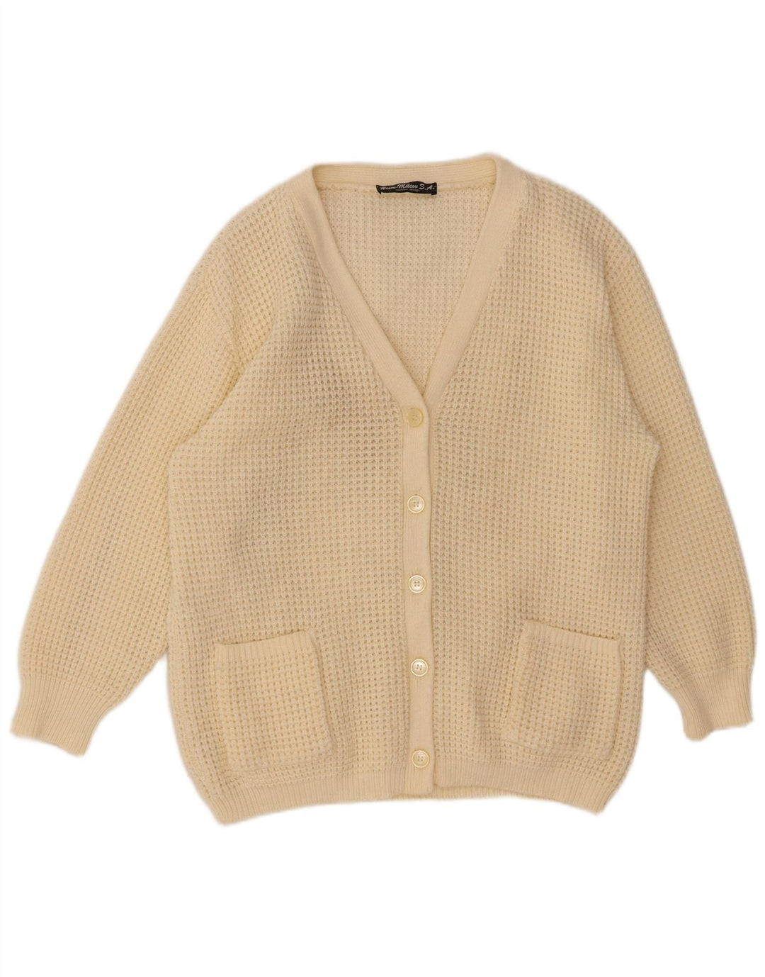 Suéter cardigã feminino VINTAGE IT 48 XL branco poliacrílico