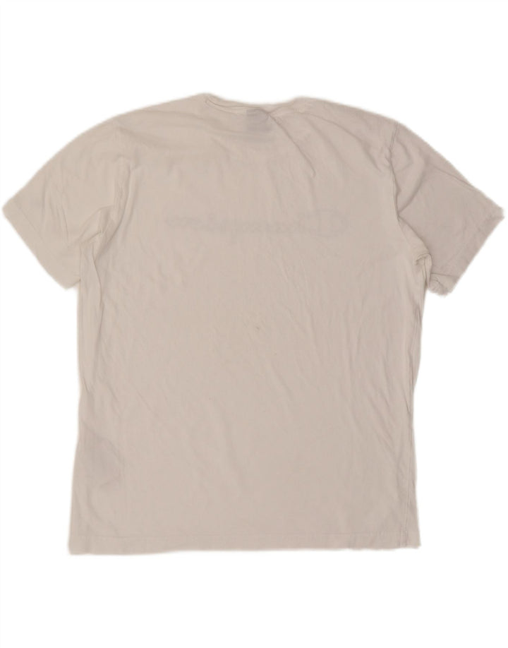 CAMPEÃO Camiseta masculina gráfica grande algodão branco