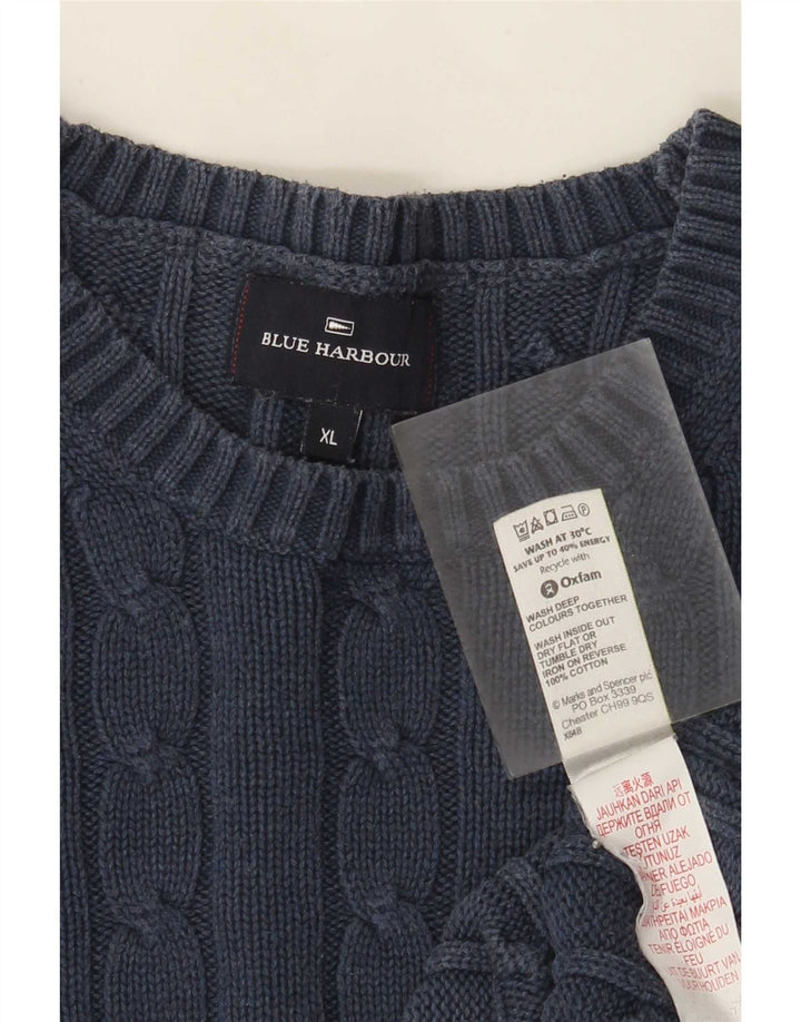 Suéter masculino Marks & Spencer Blue Harbor com gola redonda XL azul marinho