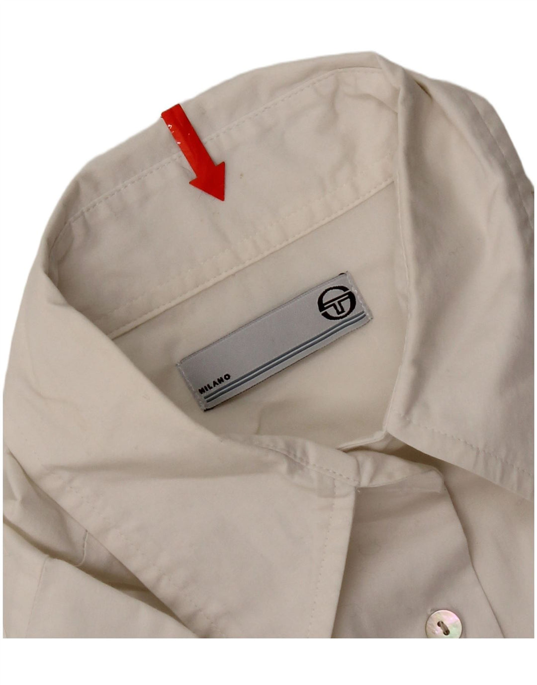 Camisa feminina Sergio Tacchini UK 14 grande algodão branco