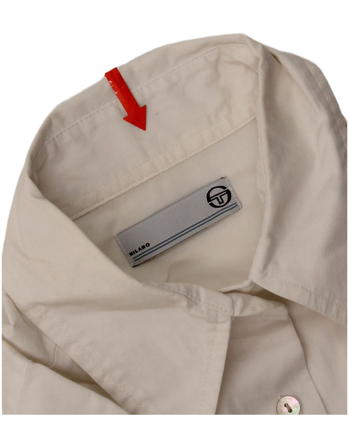 Camisa feminina Sergio Tacchini UK 14 grande algodão branco