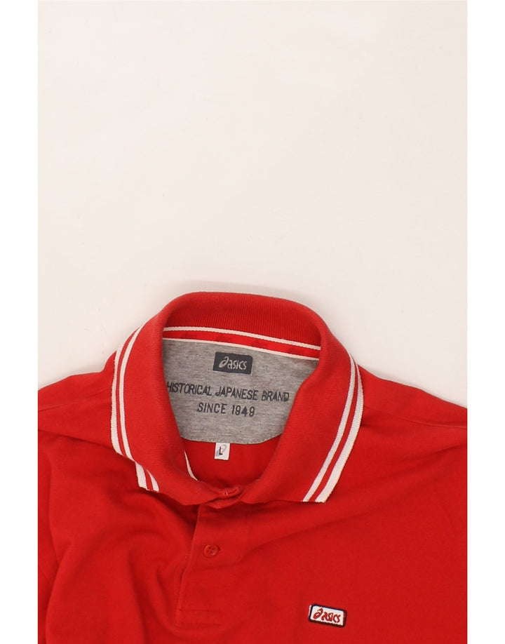 ASICS Mens Polo Shirt Large Red Cotton Vintage Asics and Second-Hand Asics from Messina Hembry 