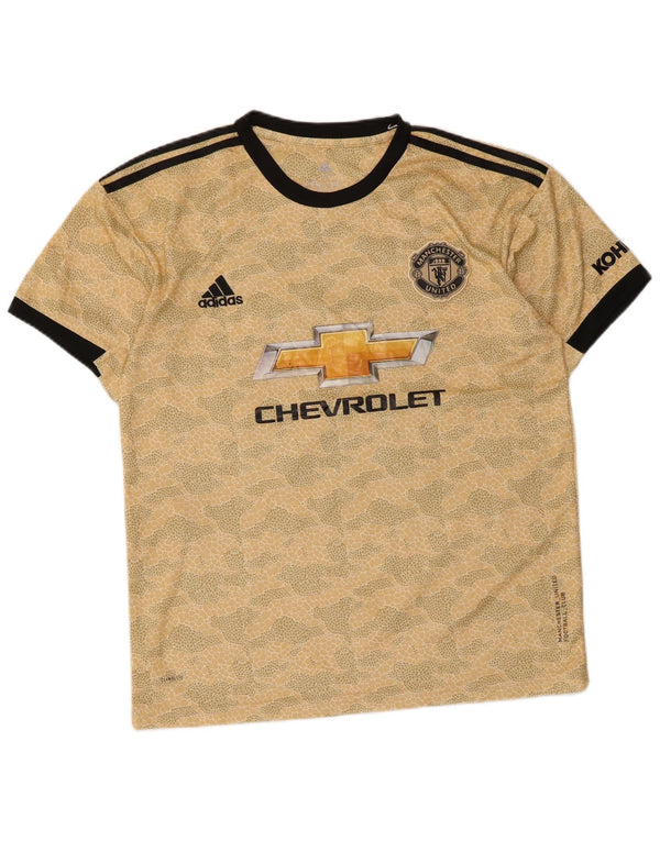 Adidas Mens Manchester United Graphic Camiseta Top Médio Amarelo Geométrico