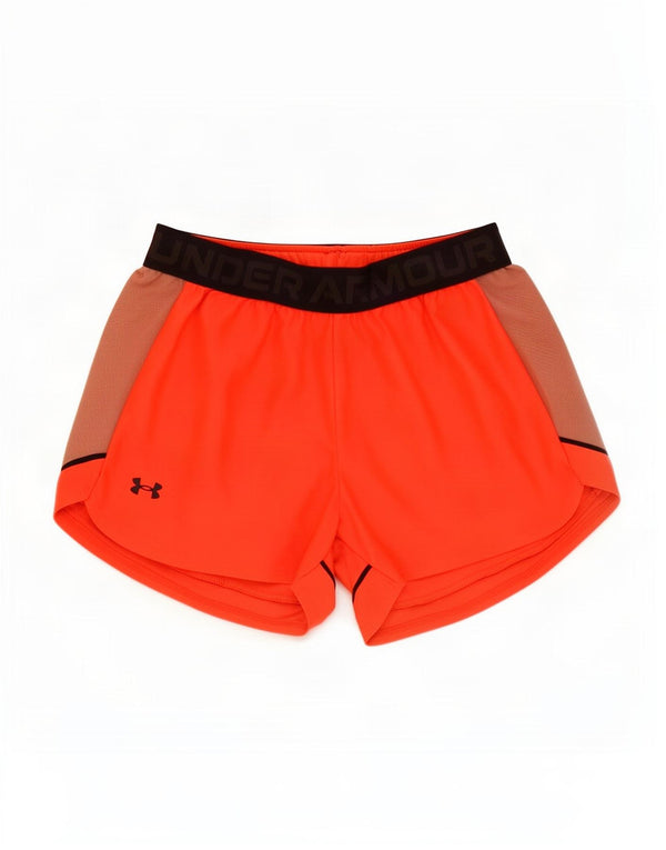 Shorts esportivos gráficos femininos Under Armour UK 8 pequeno bloco colorido laranja
