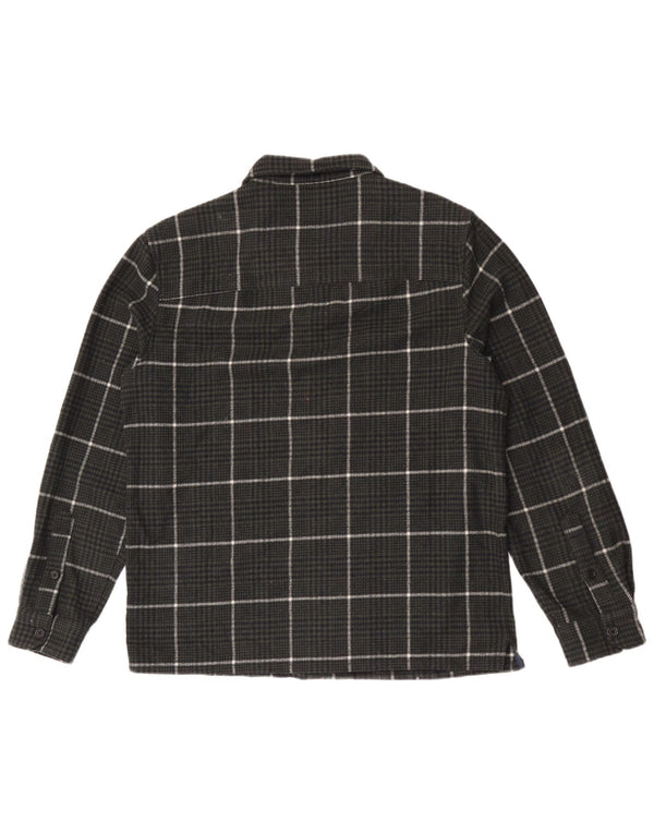 Farah Camiseta masculina de flanela grande cáqui xadrez de lã