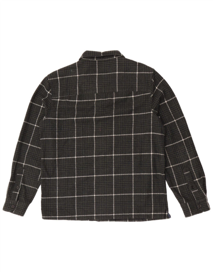 Farah Camiseta masculina de flanela grande cáqui xadrez de lã