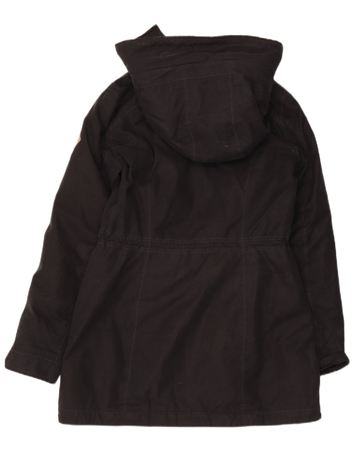 Jaqueta parka feminina com capuz HOLLISTER UK 14 poliéster preto médio
