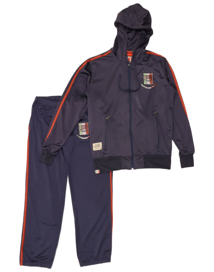 Leone Mens Graphic Hooded Full Tracksuit Pequeno Poliéster Azul Marinho