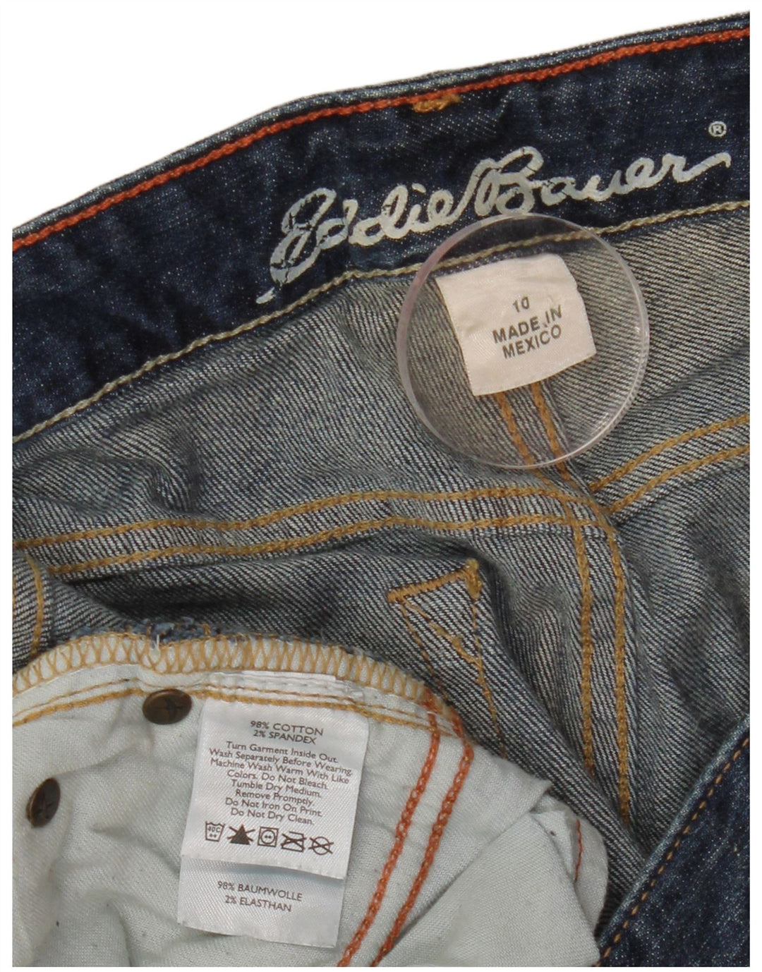 Eddie Bauer Calça jeans feminina Curvy Bootcut US 10 Grande W32 L33 Azul Algodão