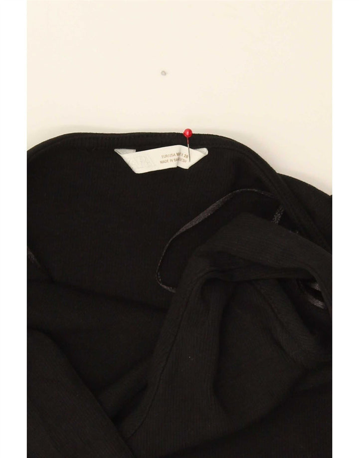 Zara Womens Crop Halter Top UK 12 Médio Algodão Preto