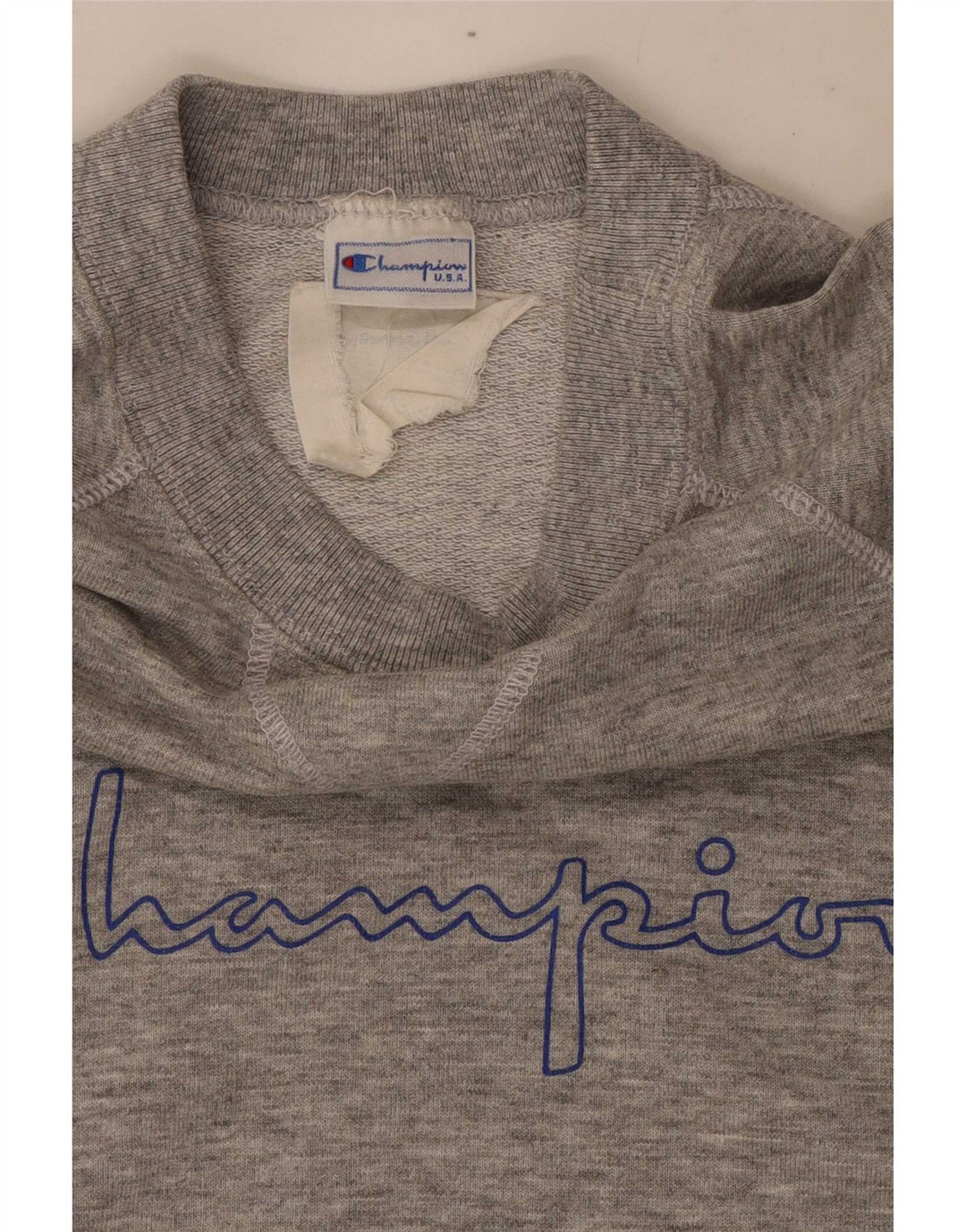 Champion moletom gráfico masculino jumper pequeno cinza manchado