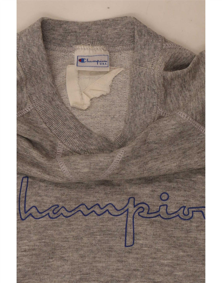 Champion moletom gráfico masculino jumper pequeno cinza manchado
