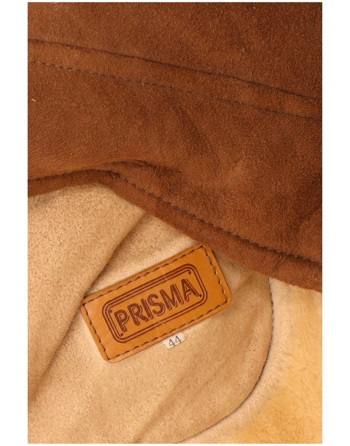 Prisma Casaco feminino oversized shearling EU 44 XL couro marrom