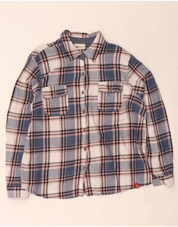 Camisa feminina Dickies de flanela folgada Reino Unido 16 grande algodão xadrez azul