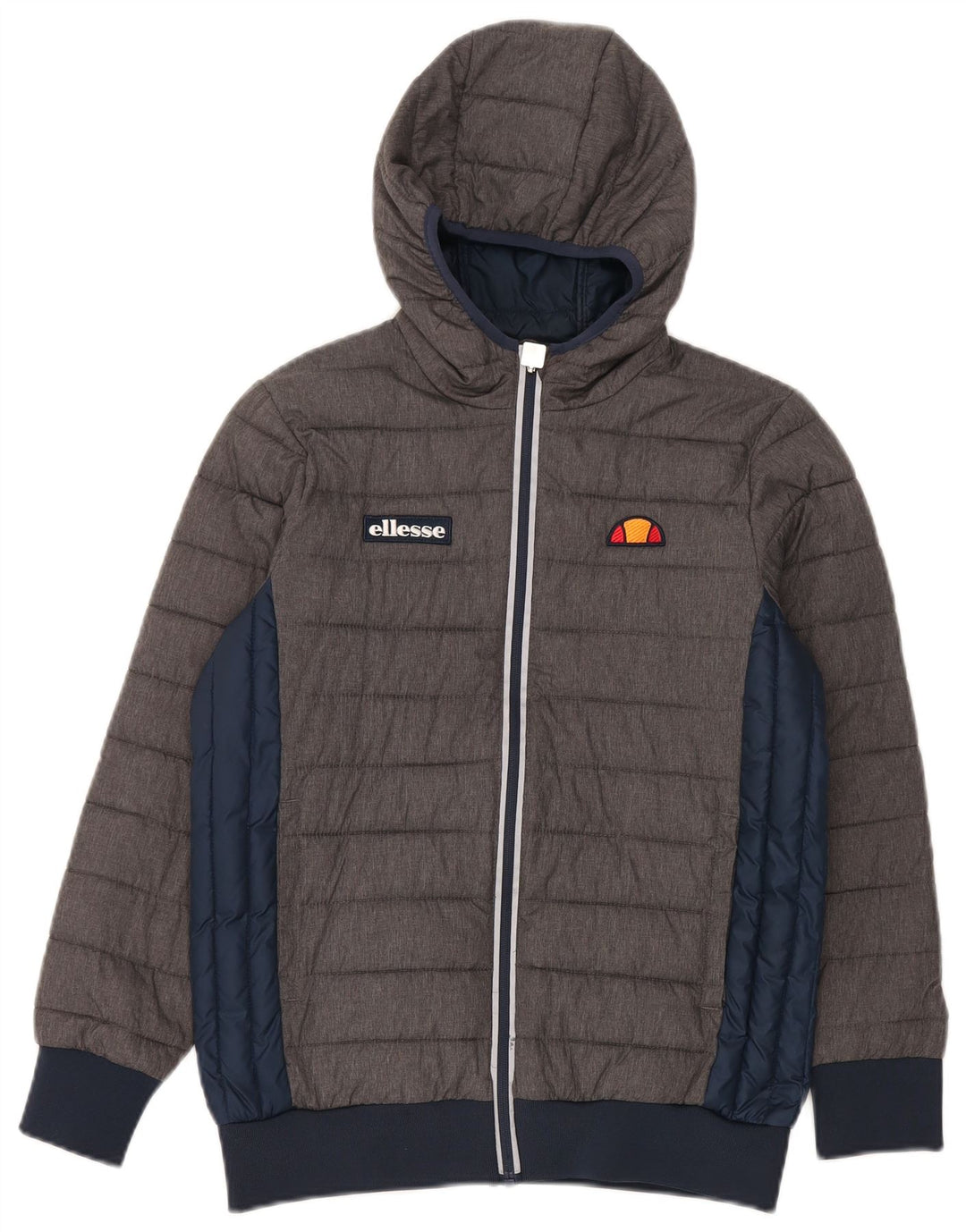 Jaqueta acolchoada com capuz Ellesse Boys 12-13 anos cinza Colourblock Nylon