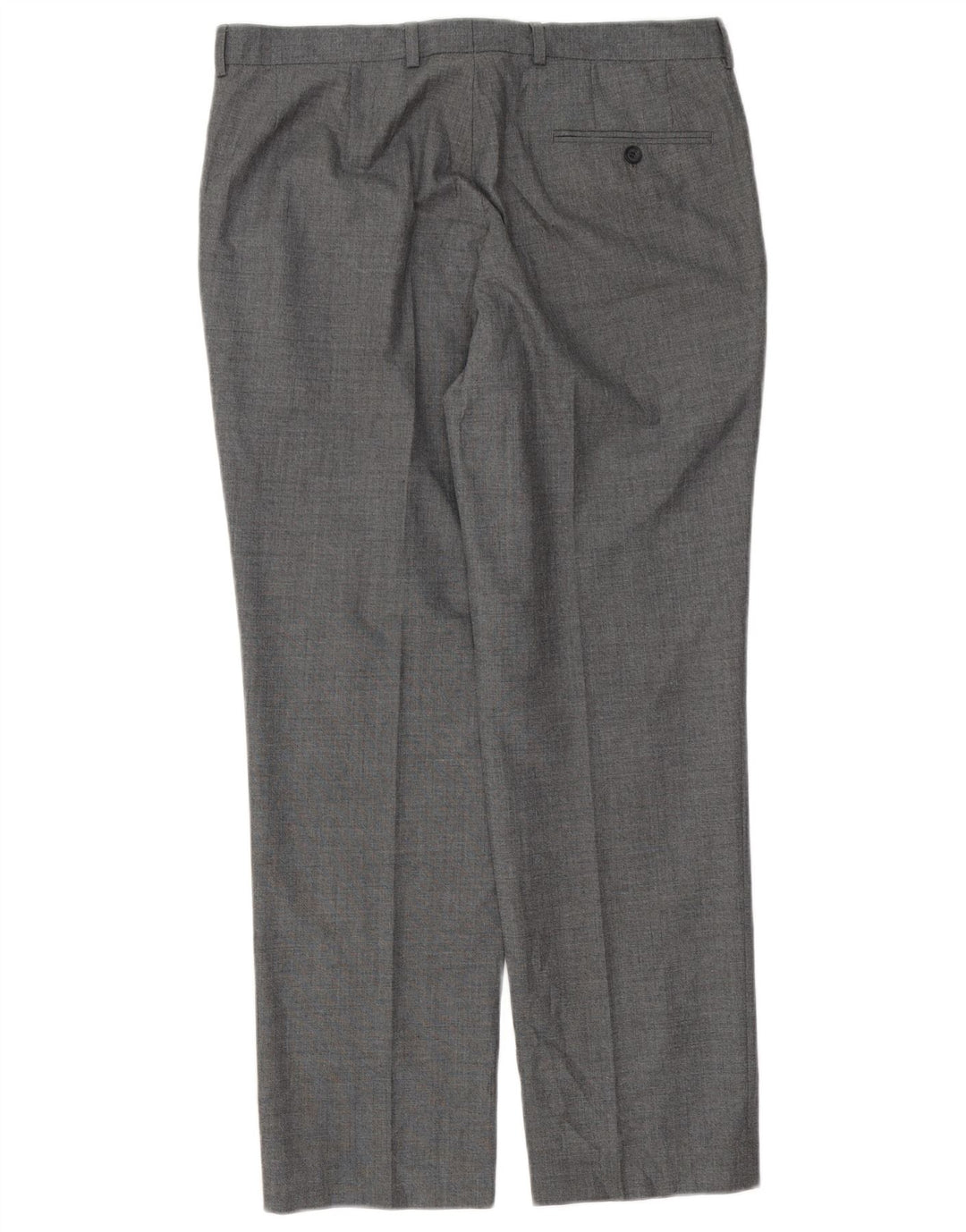 Calça masculina de terno reto Marks & Spencer W34 L29 poliéster cinza