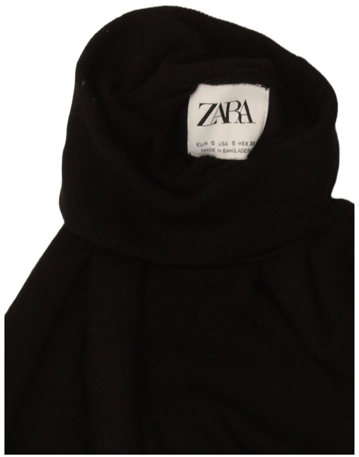 Zara Suéter feminino com gola redonda e gola redonda, preto pequeno, 10