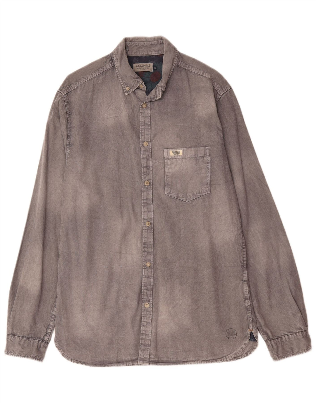 Camisa masculina Jack & Jones algodão cinza médio