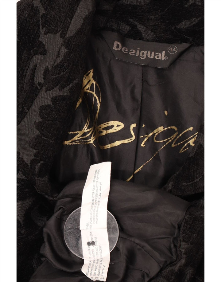 Sobretudo feminino Desigual EU 44 XL preto floral poliéster