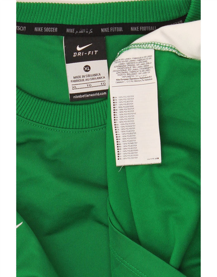 NIKE Masculino Dri Fit Top Manga Longa XL Verde Colourblock Poliéster