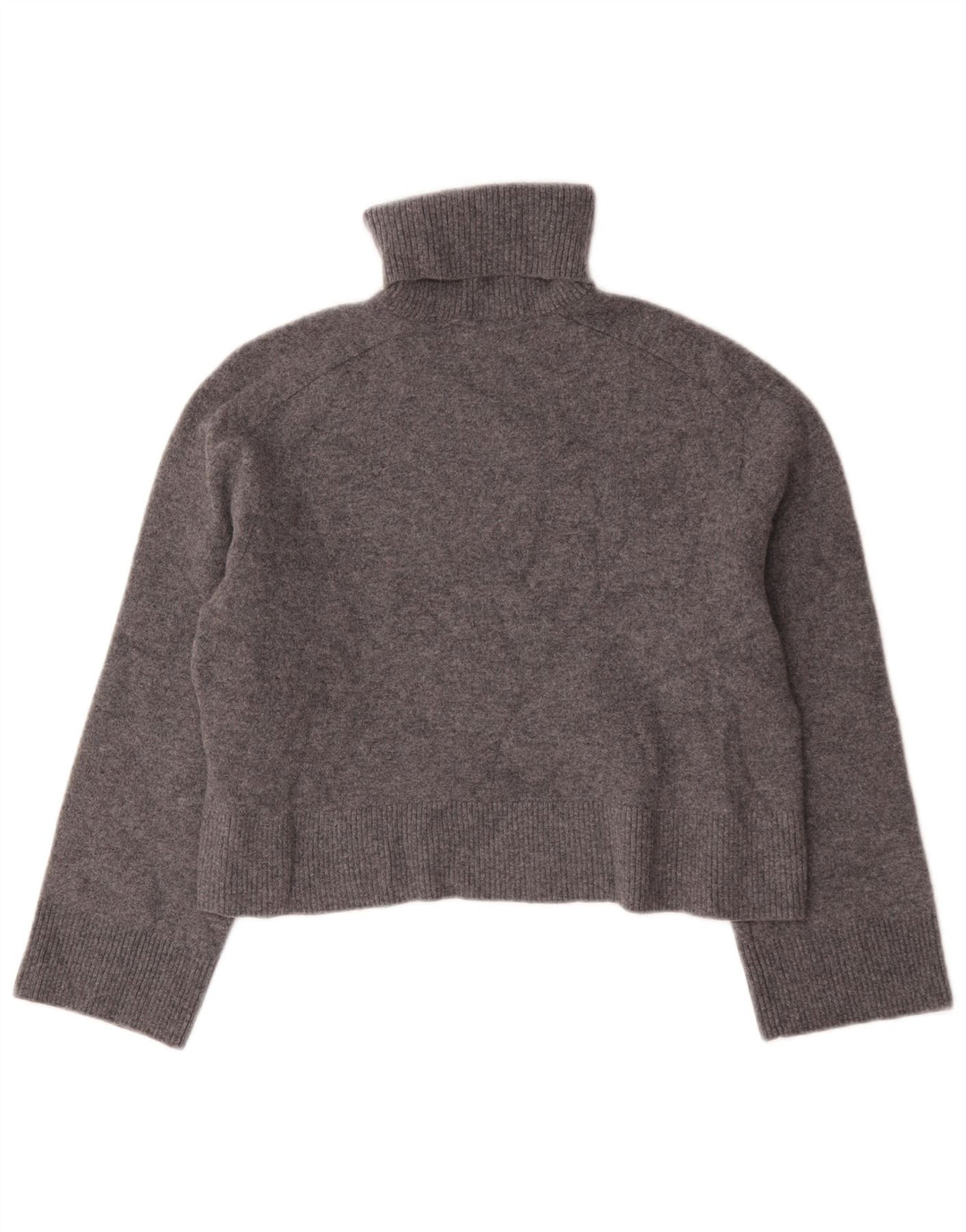 Zara Suéter feminino cropped grande com gola redonda Reino Unido 10 lã cinza pequena