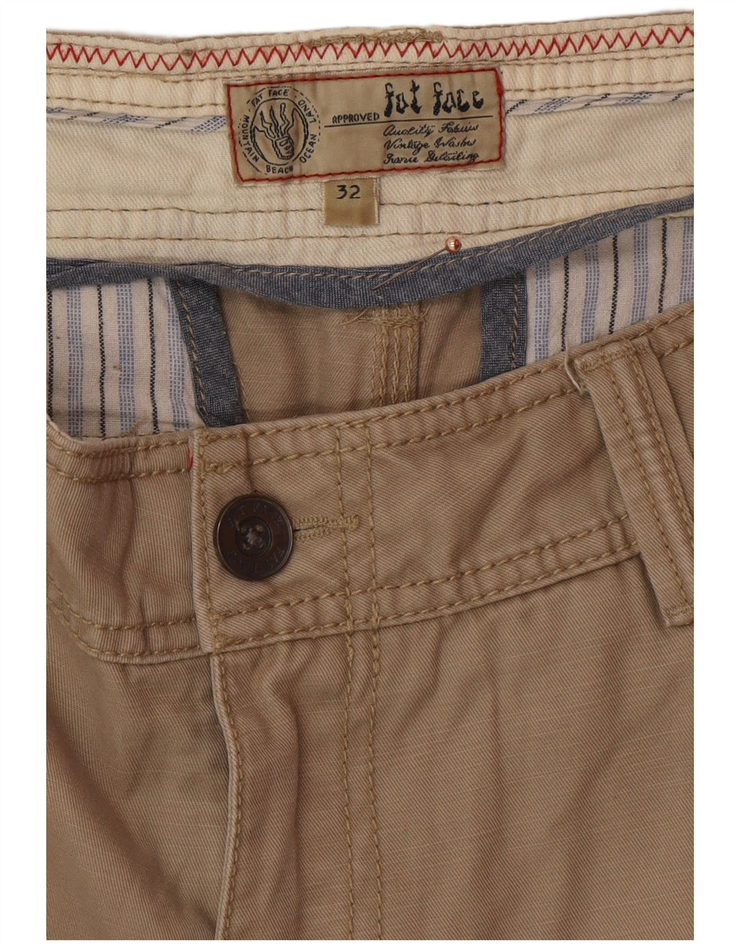 Shorts cargo masculino FAT FACE W32 algodão bege médio
