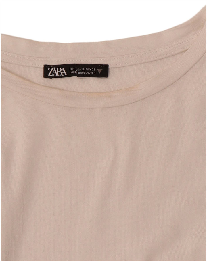Camiseta feminina Zara Top UK 10 pequena branca