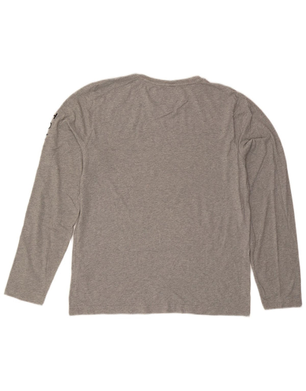 Tommy Hilfiger Camiseta masculina gráfica manga comprida grande algodão manchado cinza