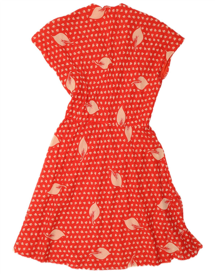 Vestido vintage feminino com babados frontal linha A ITB 44 médio vermelho floral retrô