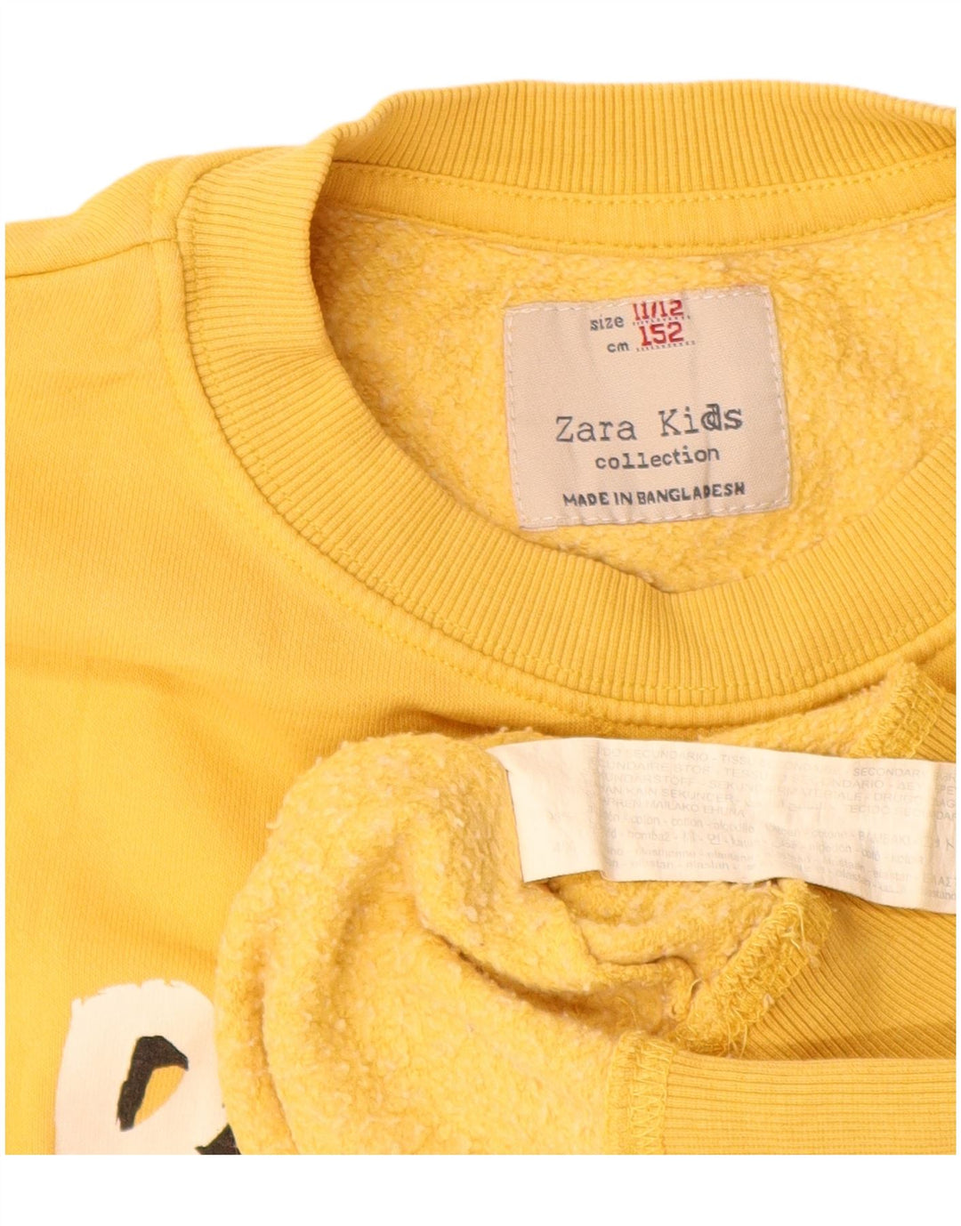 Zara Boys Graphic Sweatshirt Jumper 11-12 Anos Algodão Amarelo