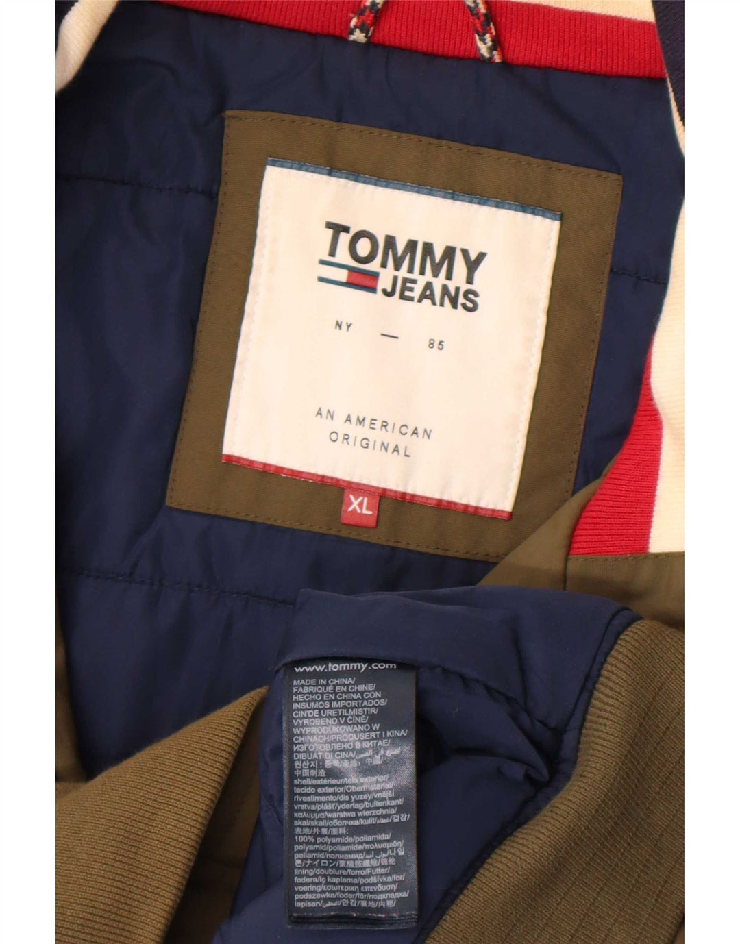 Jaqueta bomber masculina Tommy Hilfiger Reino Unido 42 XL cáqui poliamida
