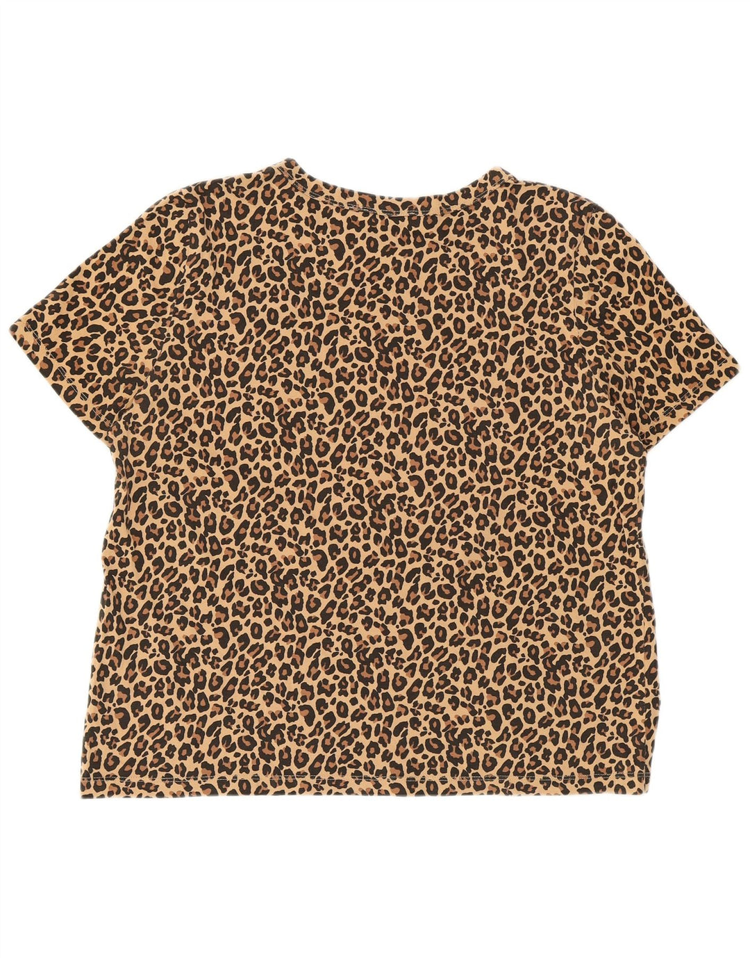 ZARA Camiseta Feminina Crop Graphic Top UK 16 Grande Bege Animal Print