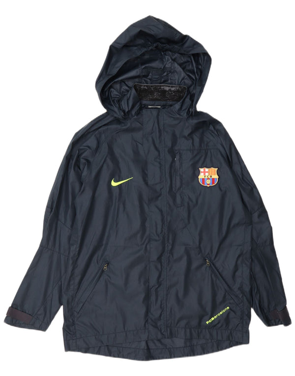 Jaqueta de chuva com capuz Nike Boys Barcelona 13-14 anos XL azul marinho poliéster