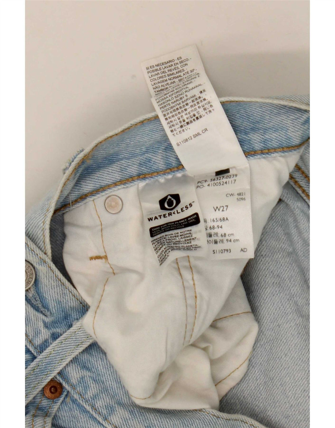 Shorts jeans feminino Levi's 501 W27 pequeno azul algodão
